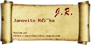 Janovits Réka névjegykártya